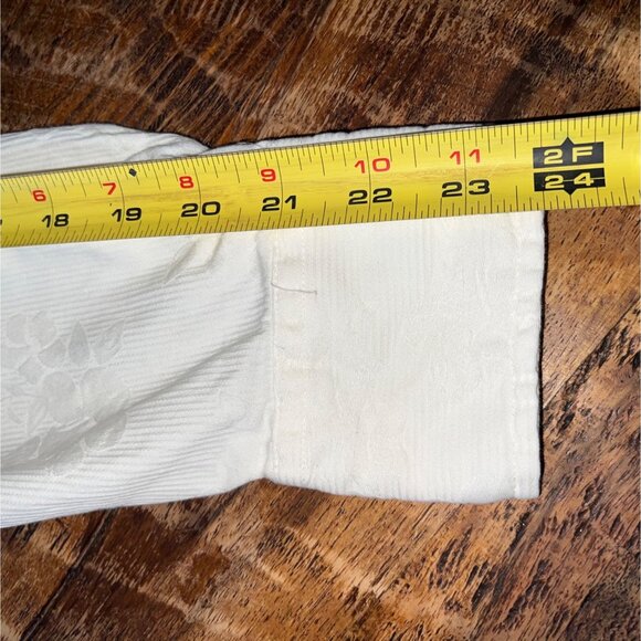 Stetson XL Cream Floral Embossed 100% Cotton Western Pearl Snap Shirt - Picture 11 of 12